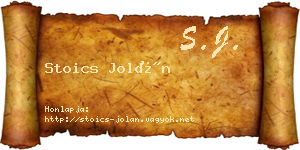 Stoics Jolán névjegykártya